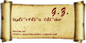 Gyárfás Zádor névjegykártya